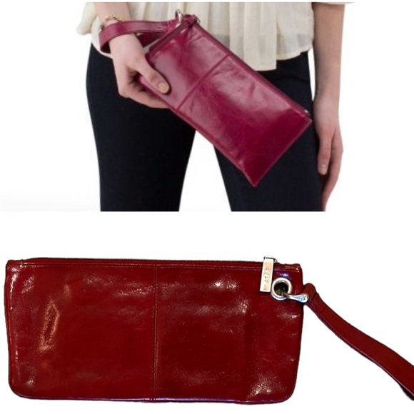 HOBO International Vida Cranberry Red Leather Wristlet Clutch